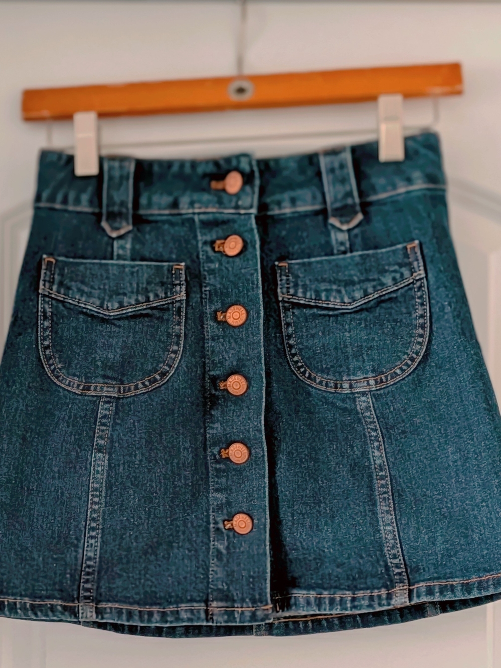 Madewell Women's Dark Blue Button-Front Denim Mini Skirt